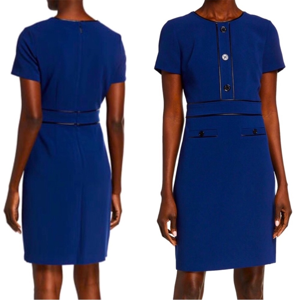 KARL LAGERFELD - BLUE DRESS WITH BLACK TRIM